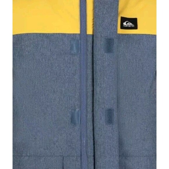 Quicksilver Youth Boys Hooded Parka Blue/Yellow Size Small New With Tags - Picture 4 of 5